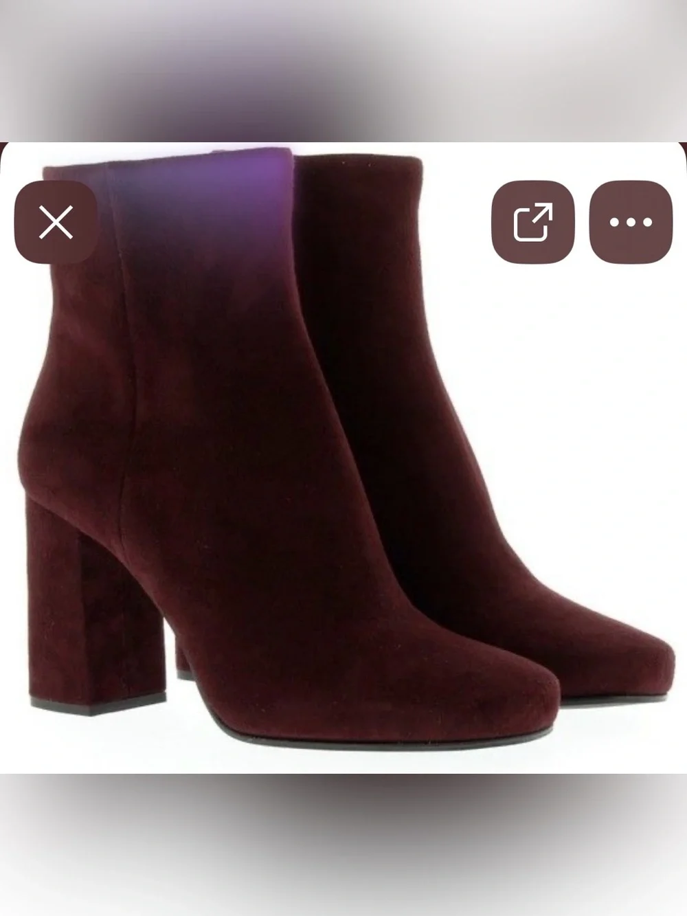 Prada Burgundy Suede Block Heel Ankle Booties